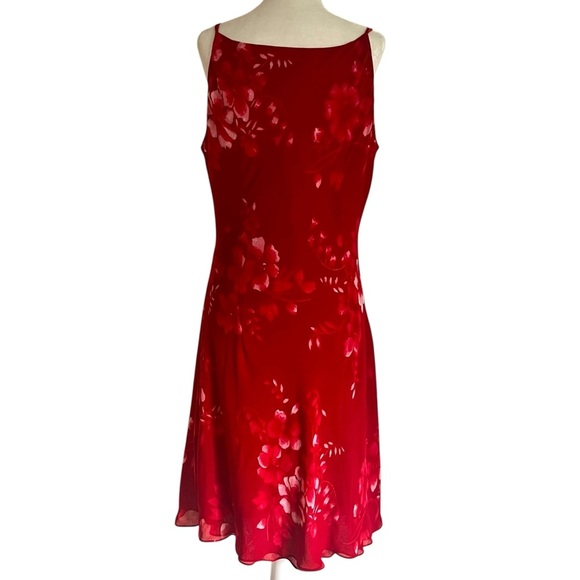Jones New York Red Floral Slip Dress Size 14 – Viscose Vintage Made in HK - Picture 2 of 10